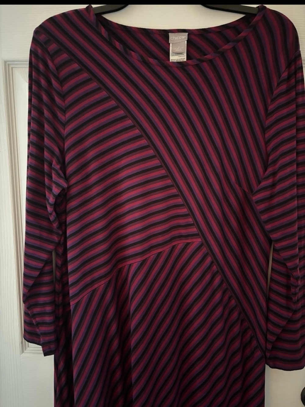Chico's Striped Asymmetrical Striped Long Sleeve Dress (16/18-XL) - Picture 4 of 7